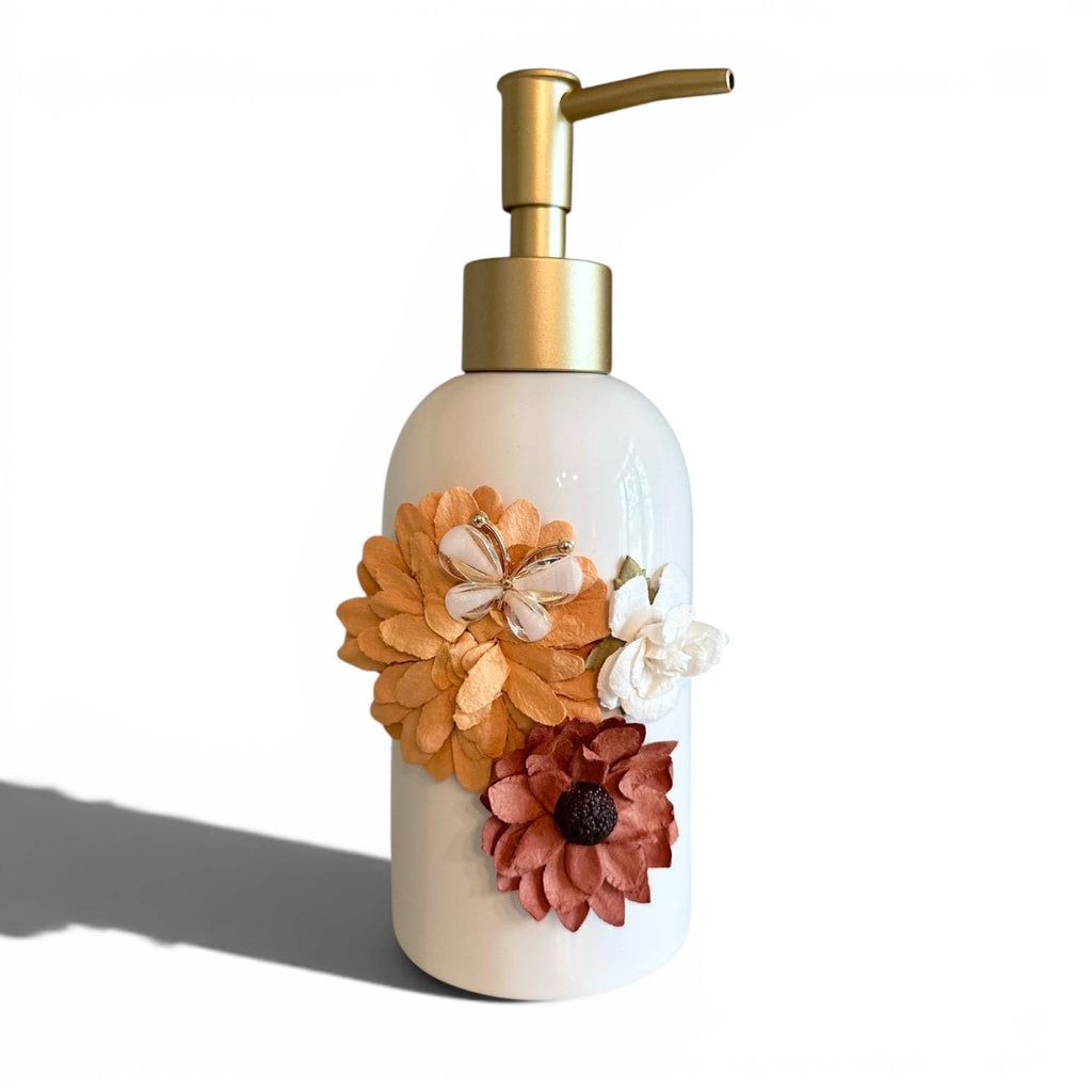 Floral Soap Dispenser — Botanical Bath & Kitchen Accent