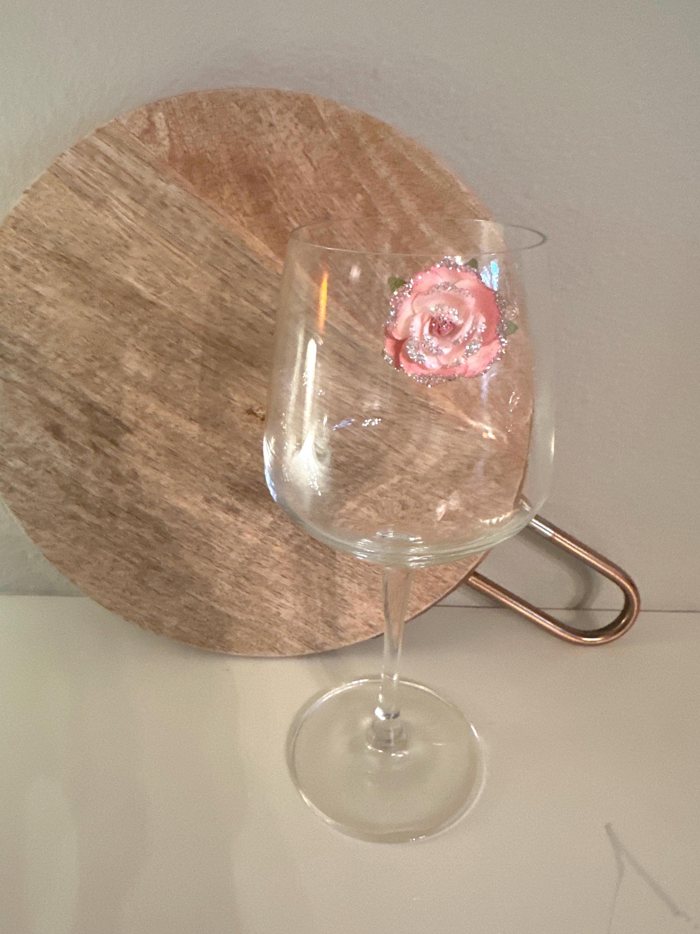Floral Wine Charms with Butterfly Accent