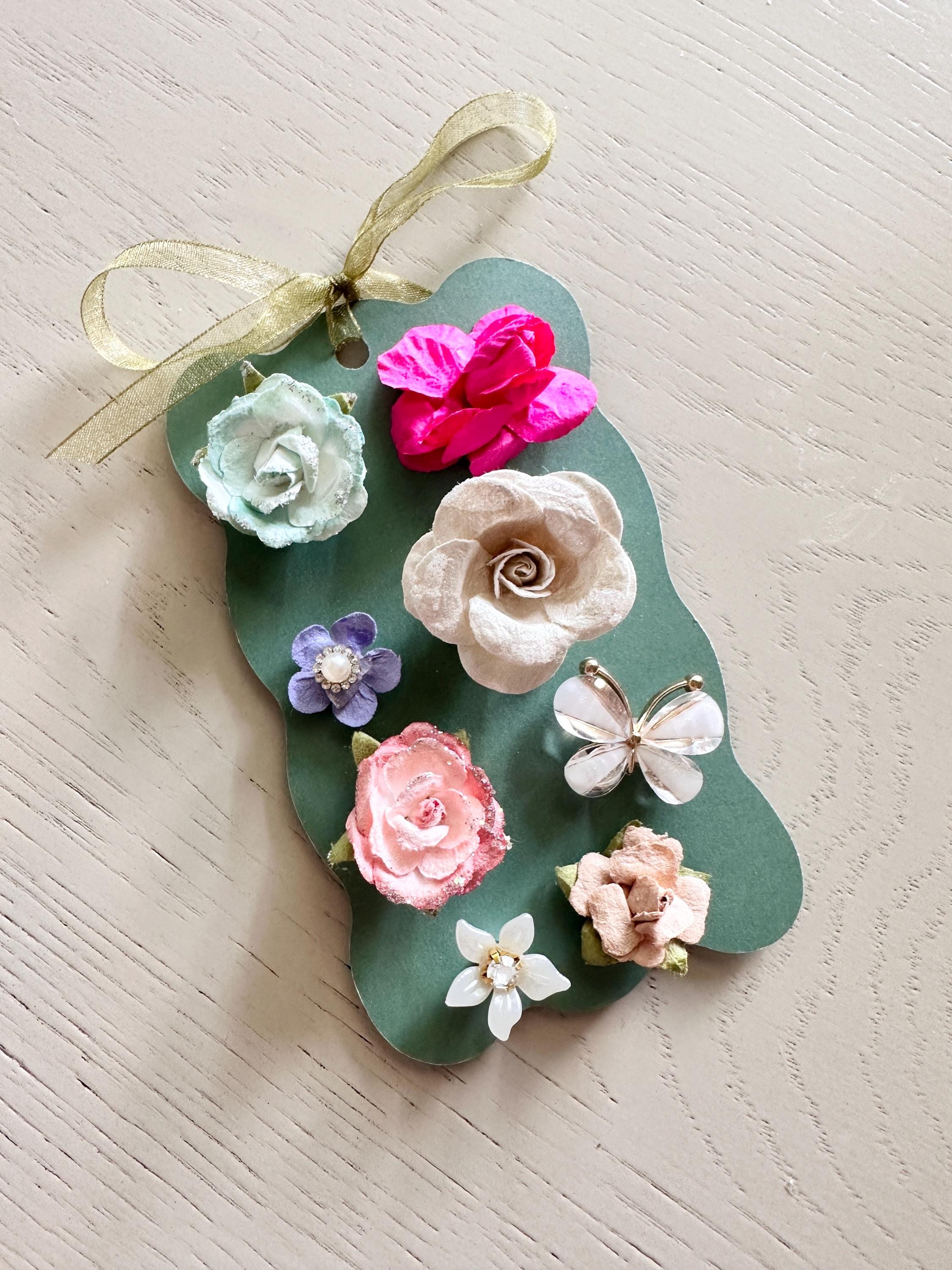 Floral Wine Charms with Butterfly Accent