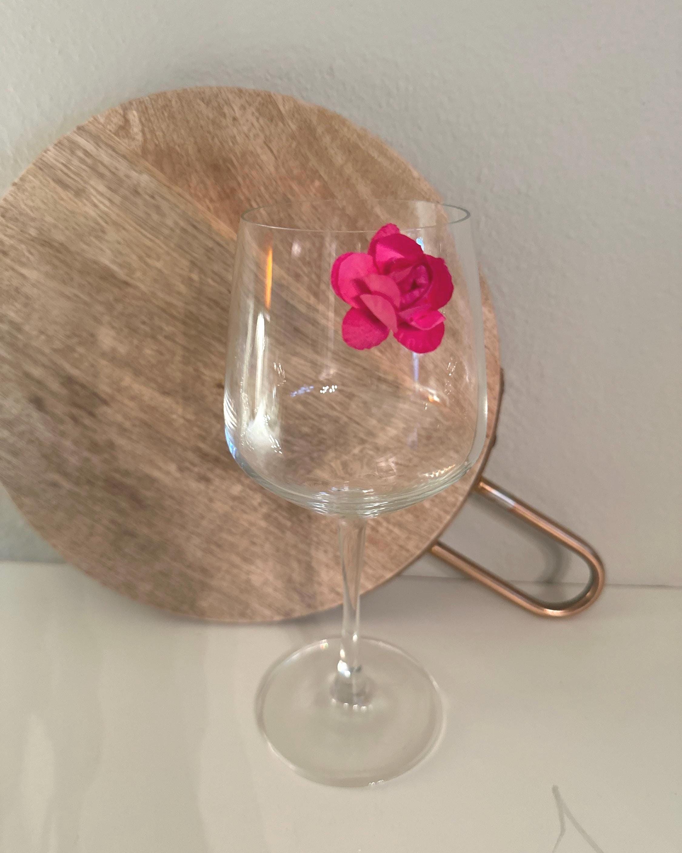 Floral Wine Charms with Butterfly Accent
