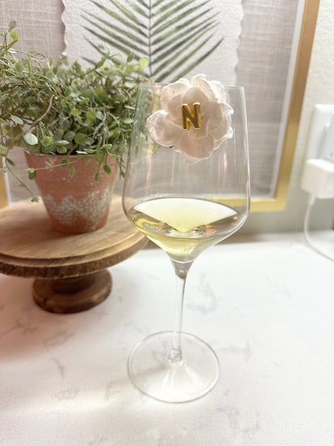 Personalized Initial Flower Wine Charms
