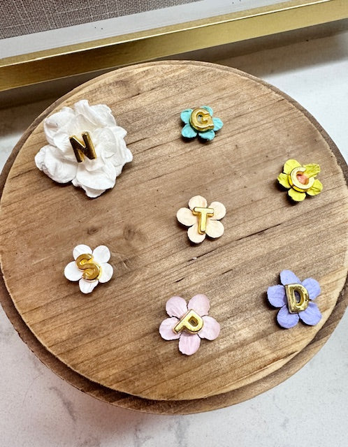 Personalized Initial Flower Wine Charms