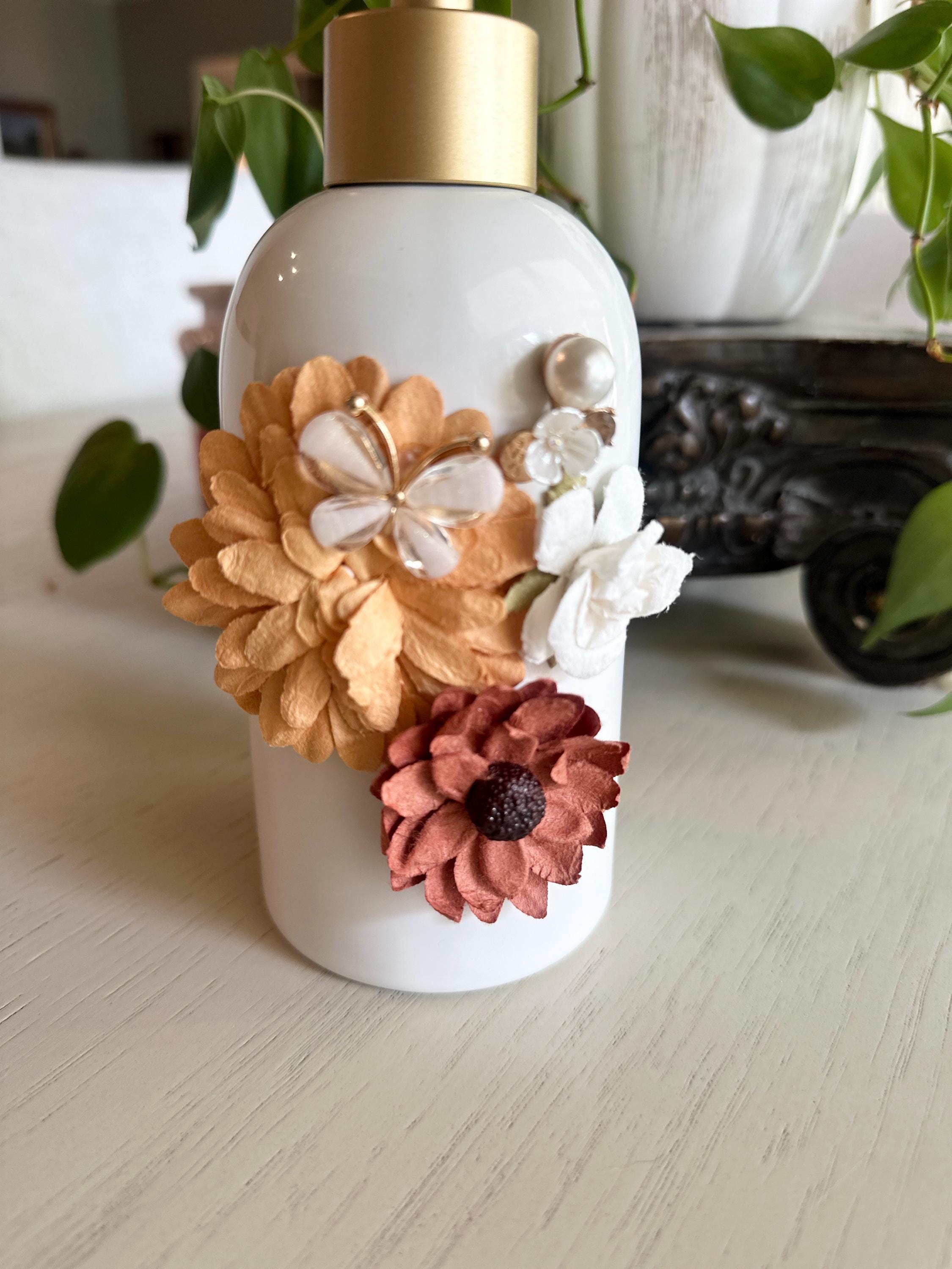 Floral Soap Dispenser — Botanical Bath & Kitchen Accent